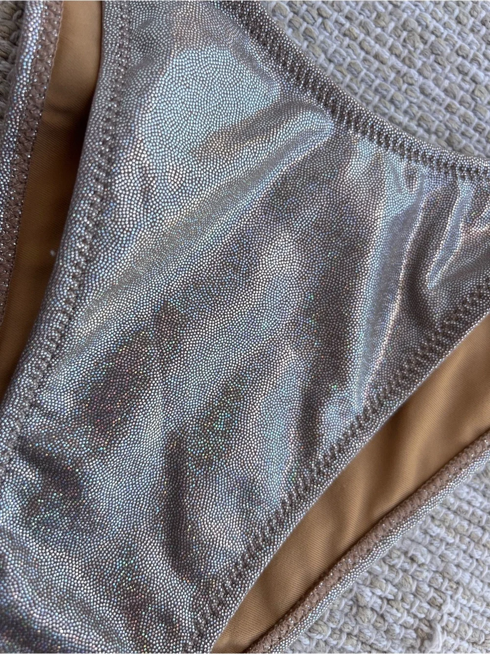 Strawberry Milk Mob Spectacle Bikini Bottom Cheeky Holographic Taupe sz M